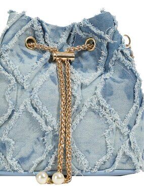 Denim Quilted Drawstring Jean Purses for Women Denim Clutch Hobo Bags Crossbody